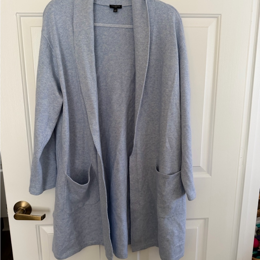 Talbots Soft Blue Open Front Cardigan